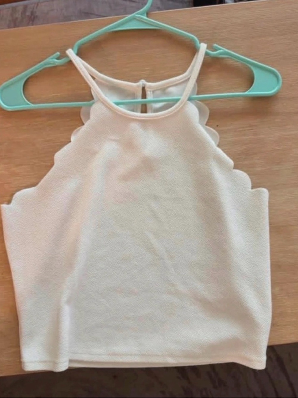 Amazon Cream Scallop Halter Tank Top
